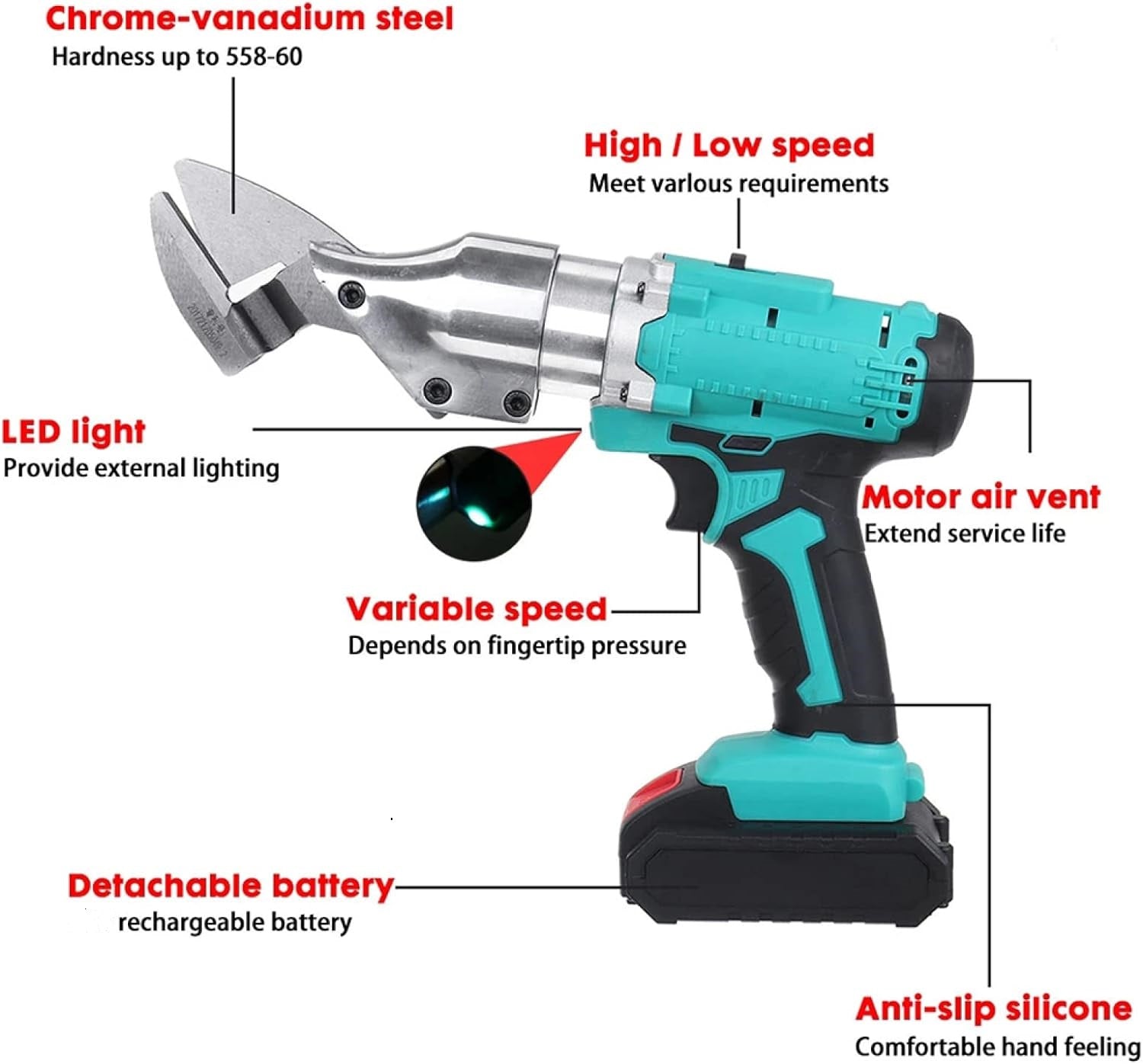 Foarfeca electrica de taiat tabla cu 2 acumulatori 2 Ah, 24V, Blitz Power