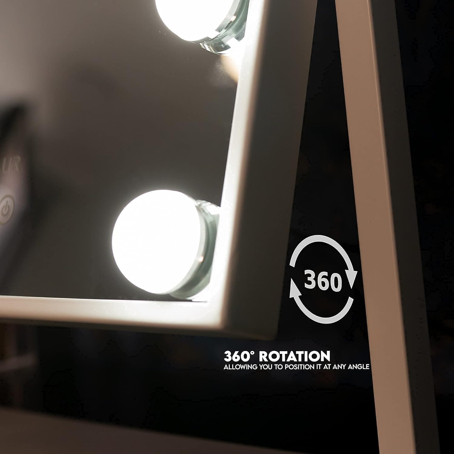 Oglinda machiaj profesionala cu suport metalic, Smart Touch, 9 becuri LED si 3 moduri de iluminare, 26 x 31cm