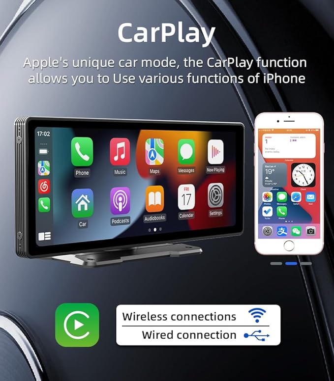 Navigatie Auto Portabila 10.26 inch HD - Wireless Apple Carplay - Android Auto, Bluetooth
