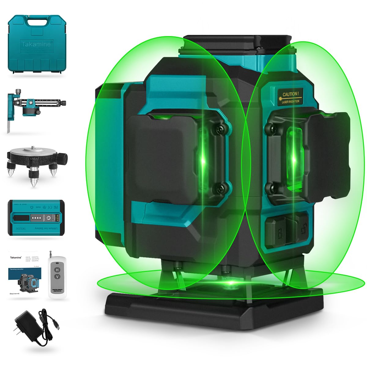 Kit Nivela Laser, autonivelare, telecomanda, linii verzi, 4x360°, trepied inclus