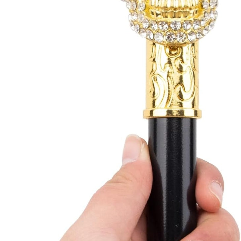 Baston de mers la moda cu cap de craniu auriu, 90 CM