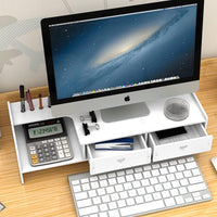 Suport multifunctional pentru monitor sau laptop, din PVC, cu 2 sertare - imagine 3