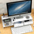 Suport multifunctional pentru monitor sau laptop, din PVC, cu 2 sertare