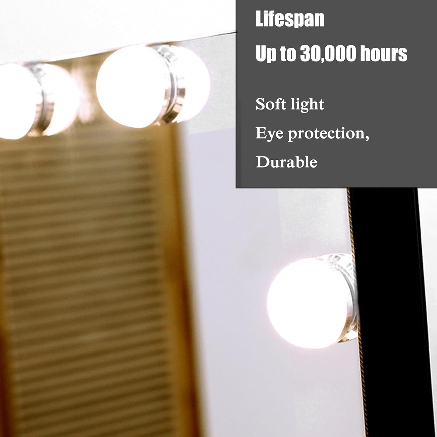Oglinda machiaj profesionala cu suport metalic, Smart Touch, 9 becuri LED si 3 moduri de iluminare, 26 x 31cm