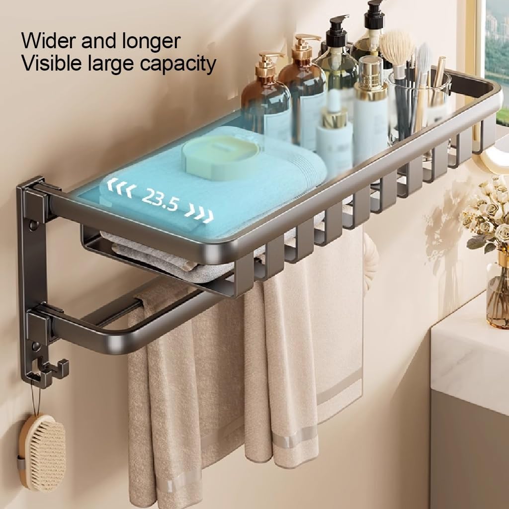 Suport dublu pentru prosoape – pliabil, cu 2 niveluri, din aluminiu și oțel carbon