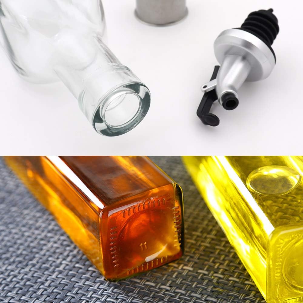 Set elegant pentru ulei, oțet și condimente – 2 sticle din sticlă 500 ml + 3 recipiente cu linguriță 250 ml