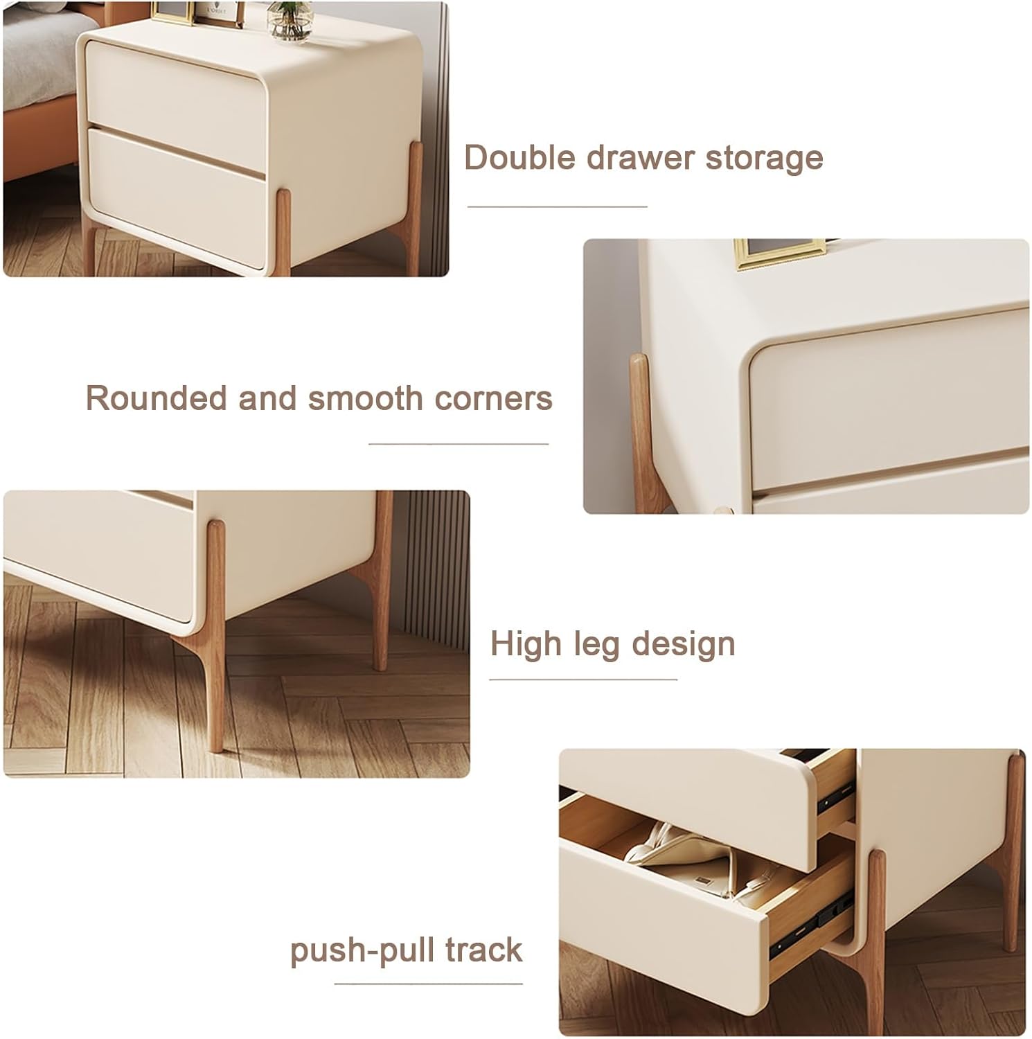 RESIGILAT - Noptiera moderna cu linii rotunjite si 2 sertare, 50x40x50cm