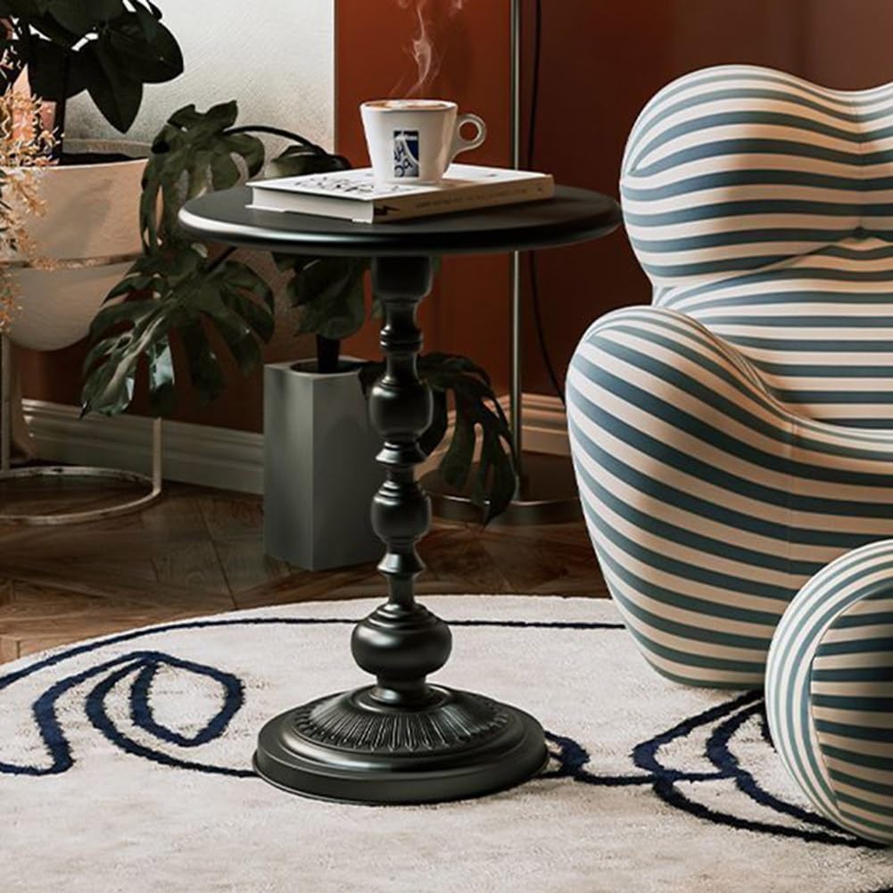 Masuta de cafea retro, fier, pentru living, dormitor sau balcon 52 x 38 cm, negru