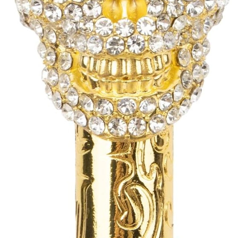 Baston de mers la moda cu cap de craniu auriu, 90 CM