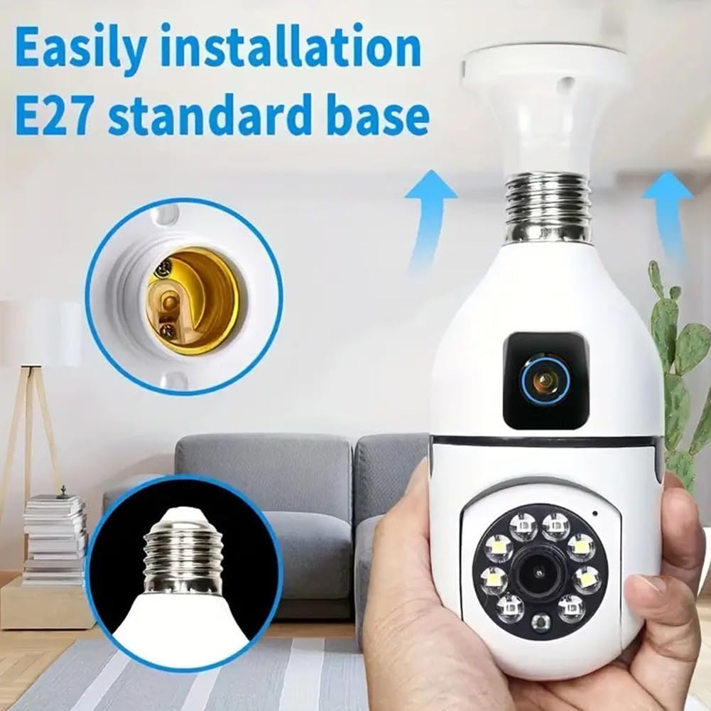 Camera de supraveghere dubla tip bec E27 cu audio bidirecțional și viziune de noapte color