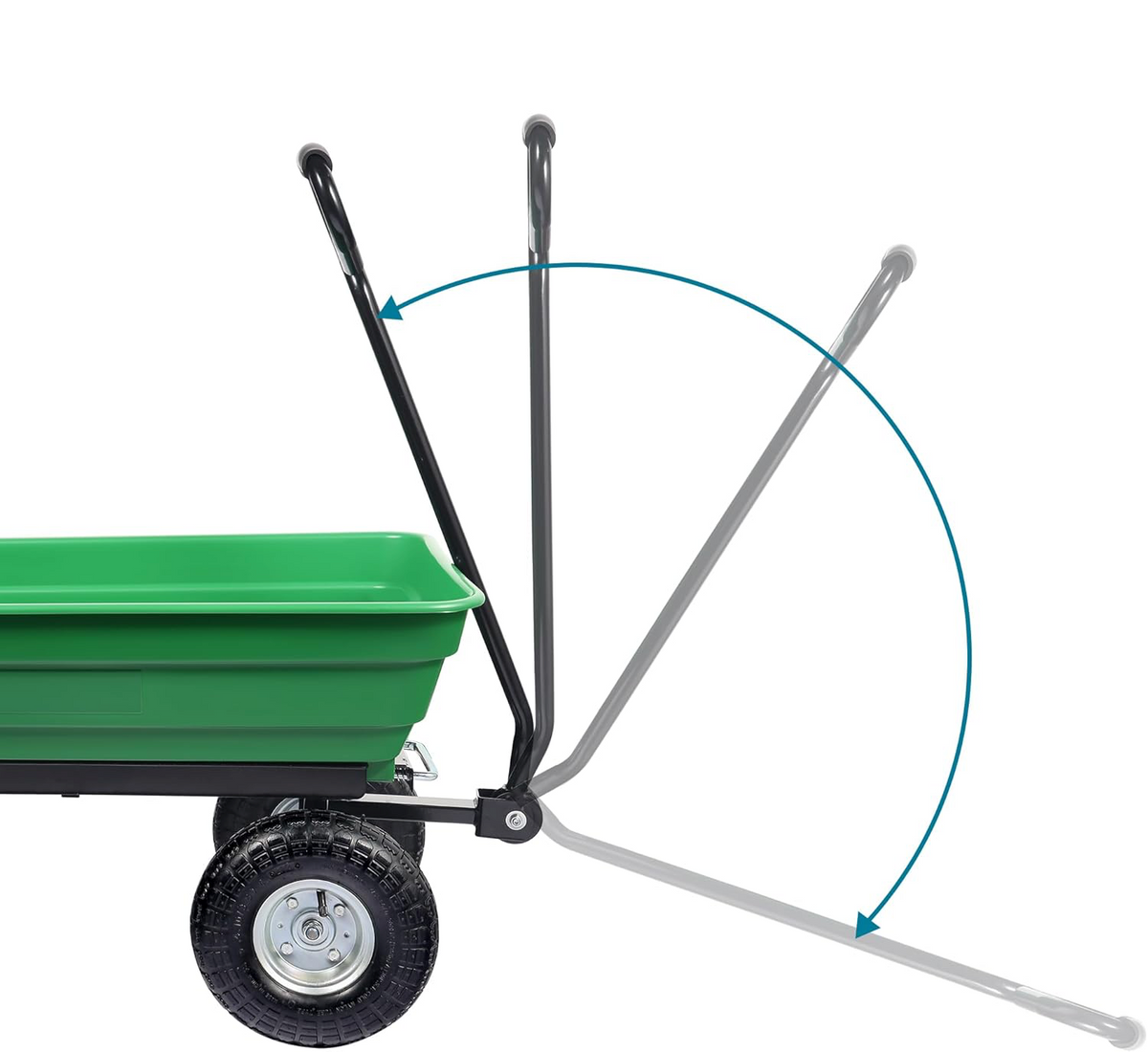 Carucior pentru gradina si curte, cuva basculanta, 125 L, roti cauciuc, verde