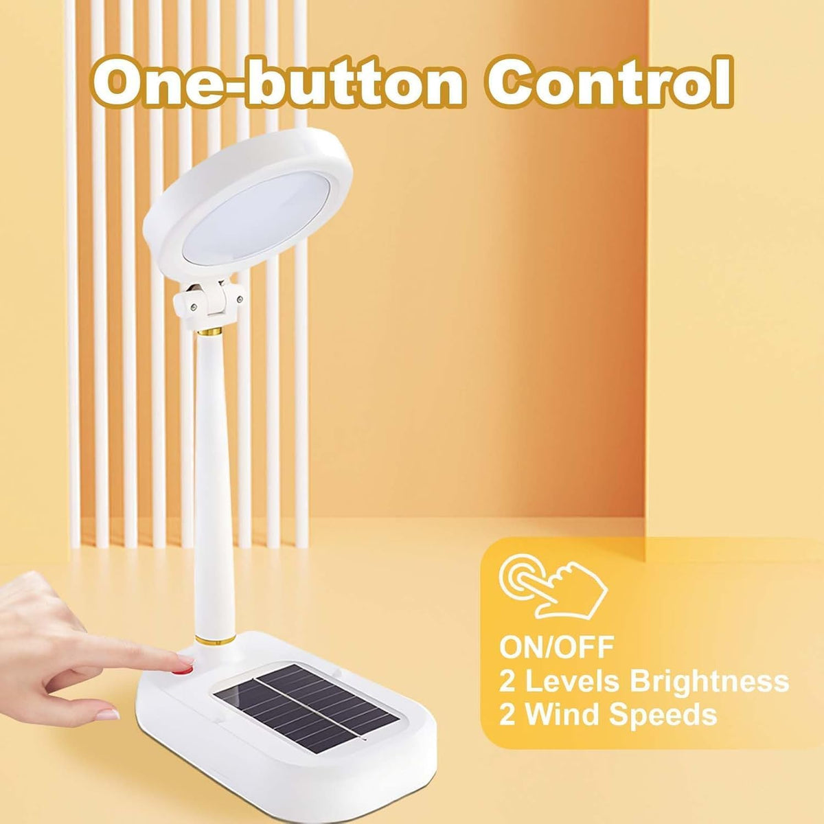 Lampa ventilator 2-în-1 cu panou solar și USB