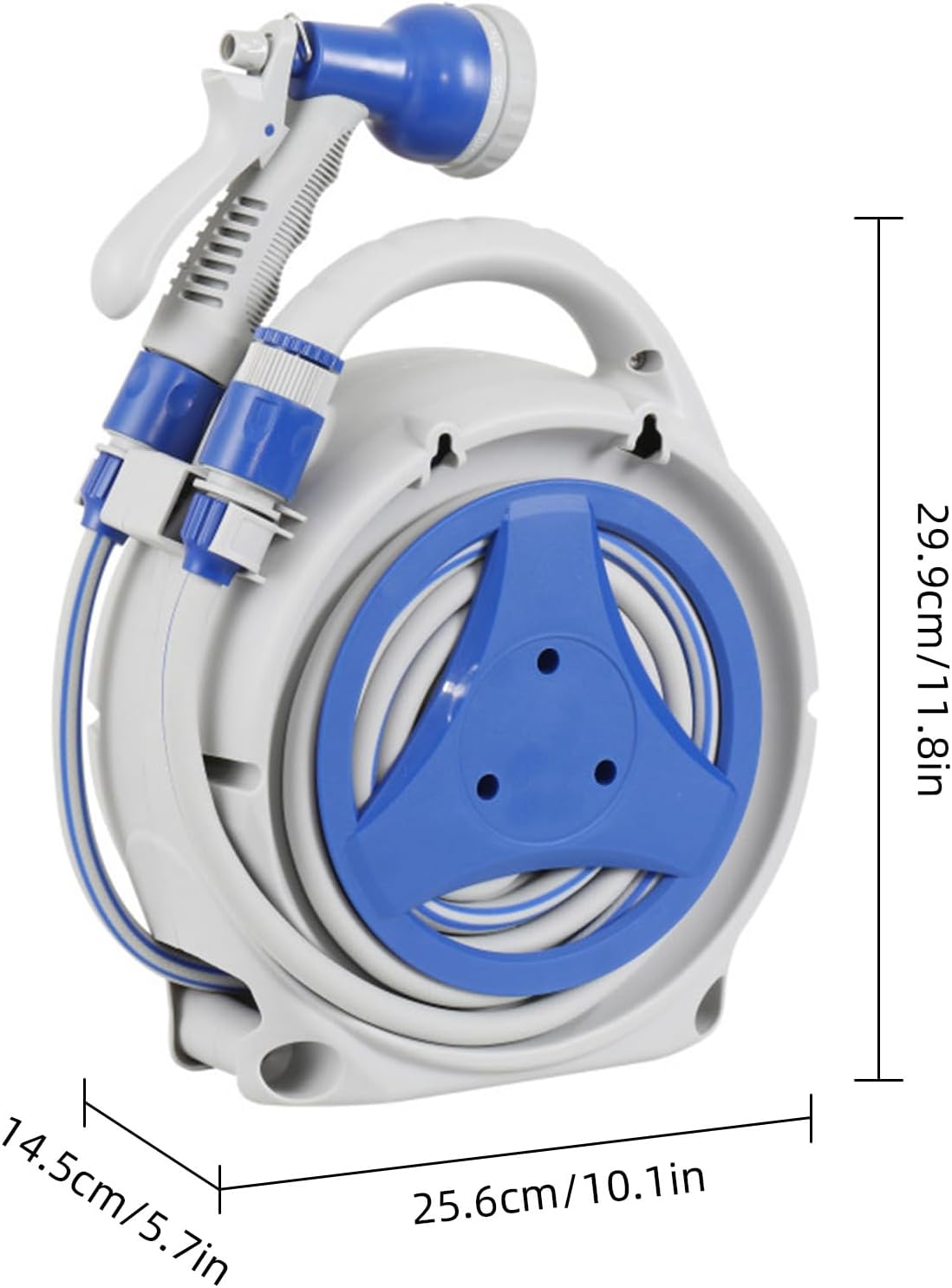 Furtun gradina extensibil cu tambur, pistol cu 8 jeturi, sistem de blocare automată – 15m