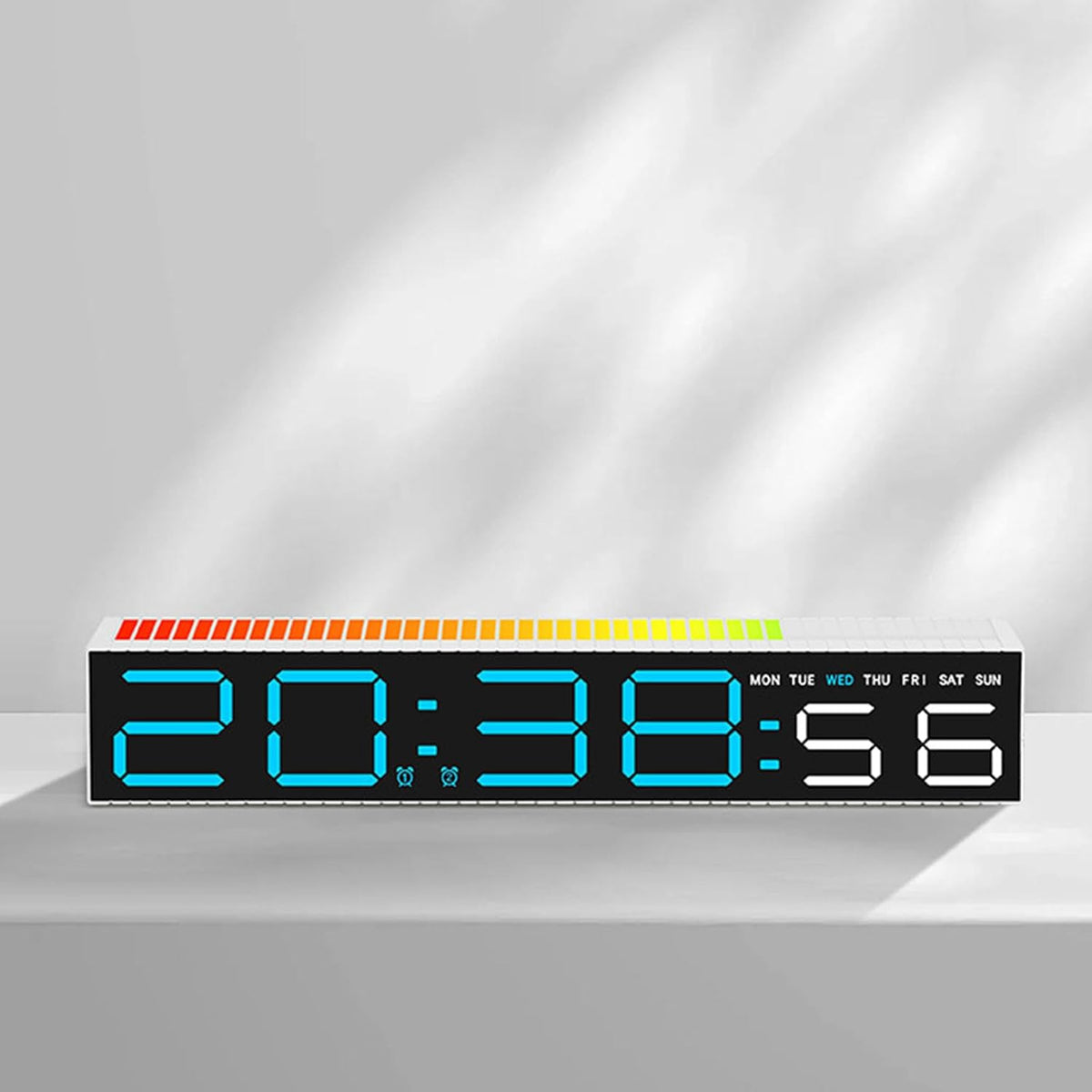 Ceas Electronic LED cu 2 Moduri de Afișare 9 Culori  si Functie Pickup Reactiva la Sunet