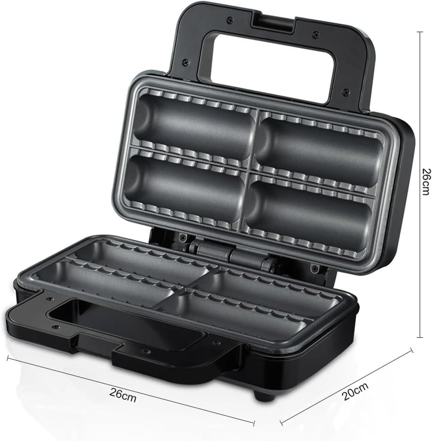 Aparat electric pentru 4 rulouri cu carnati sau placinte umplute in acelasi timp, RAF R529, 800 W, negru