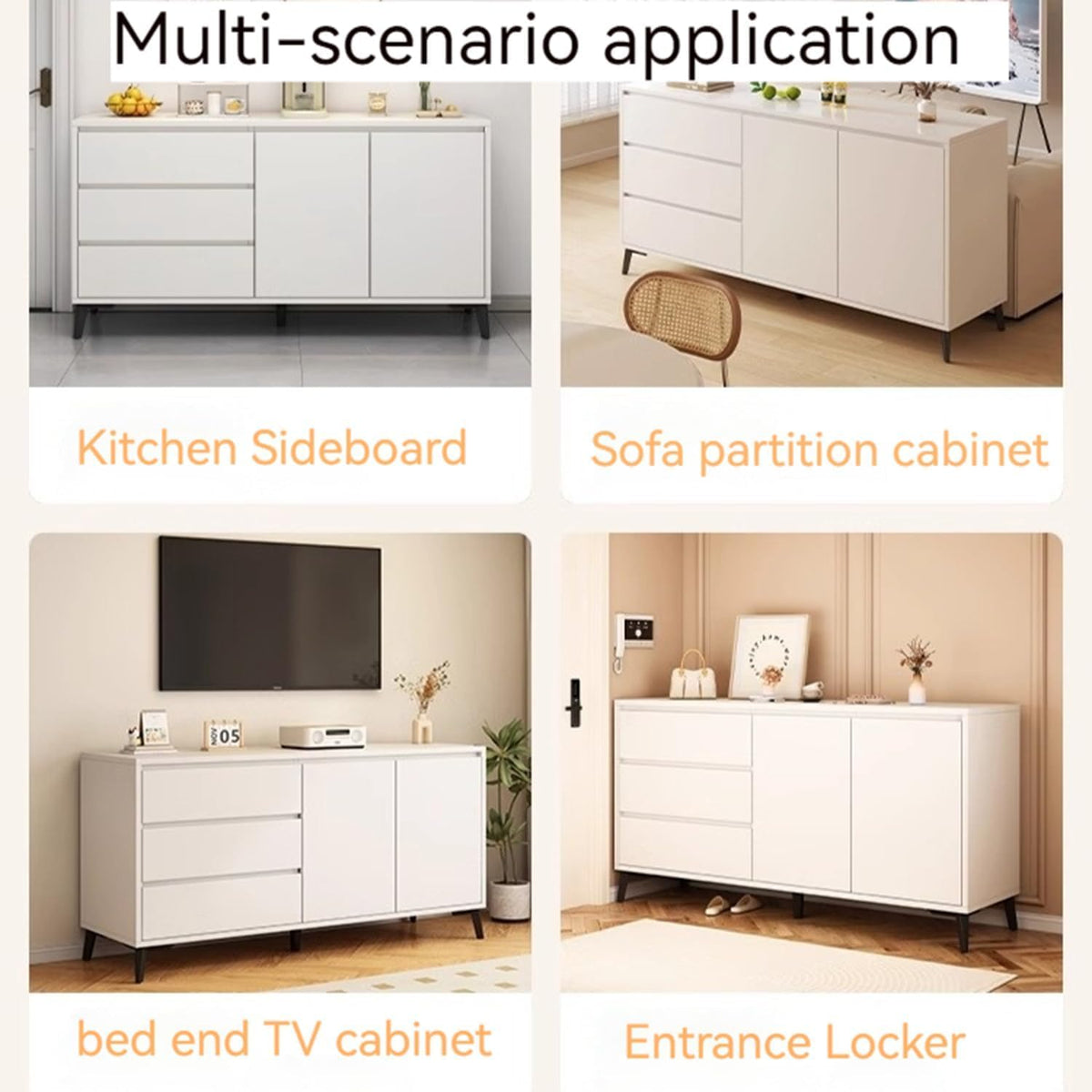 Comoda moderna si simpla cu 3 sertare si 2 usi, MDF, 140x40x75cm