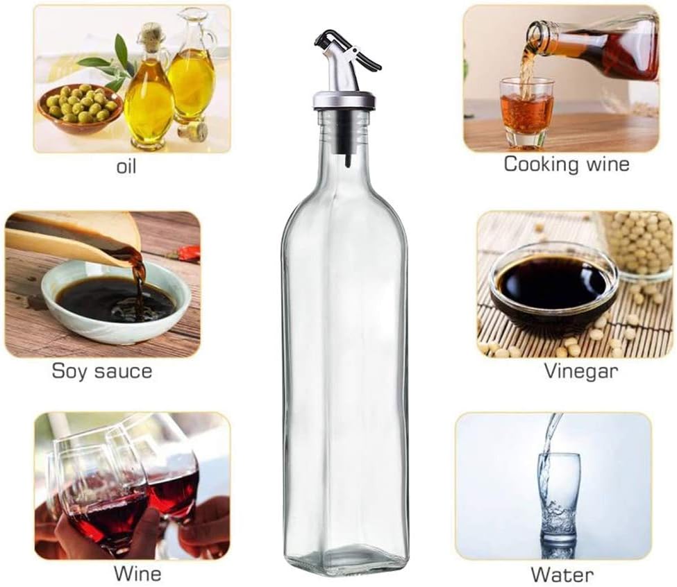 Set elegant pentru ulei, oțet și condimente – 2 sticle din sticlă 500 ml + 3 recipiente cu linguriță 250 ml