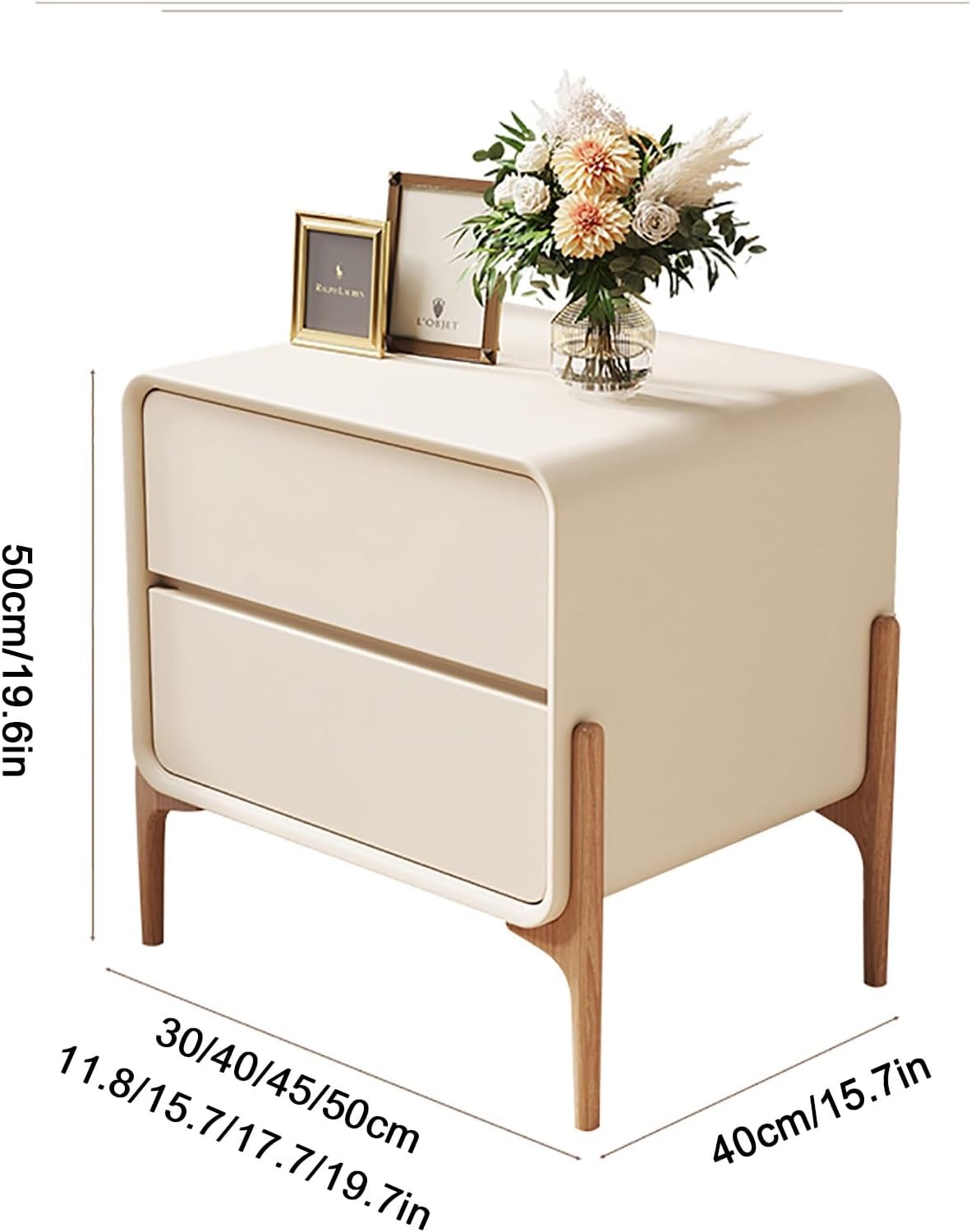 RESIGILAT - Noptiera moderna cu linii rotunjite si 2 sertare, 50x40x50cm