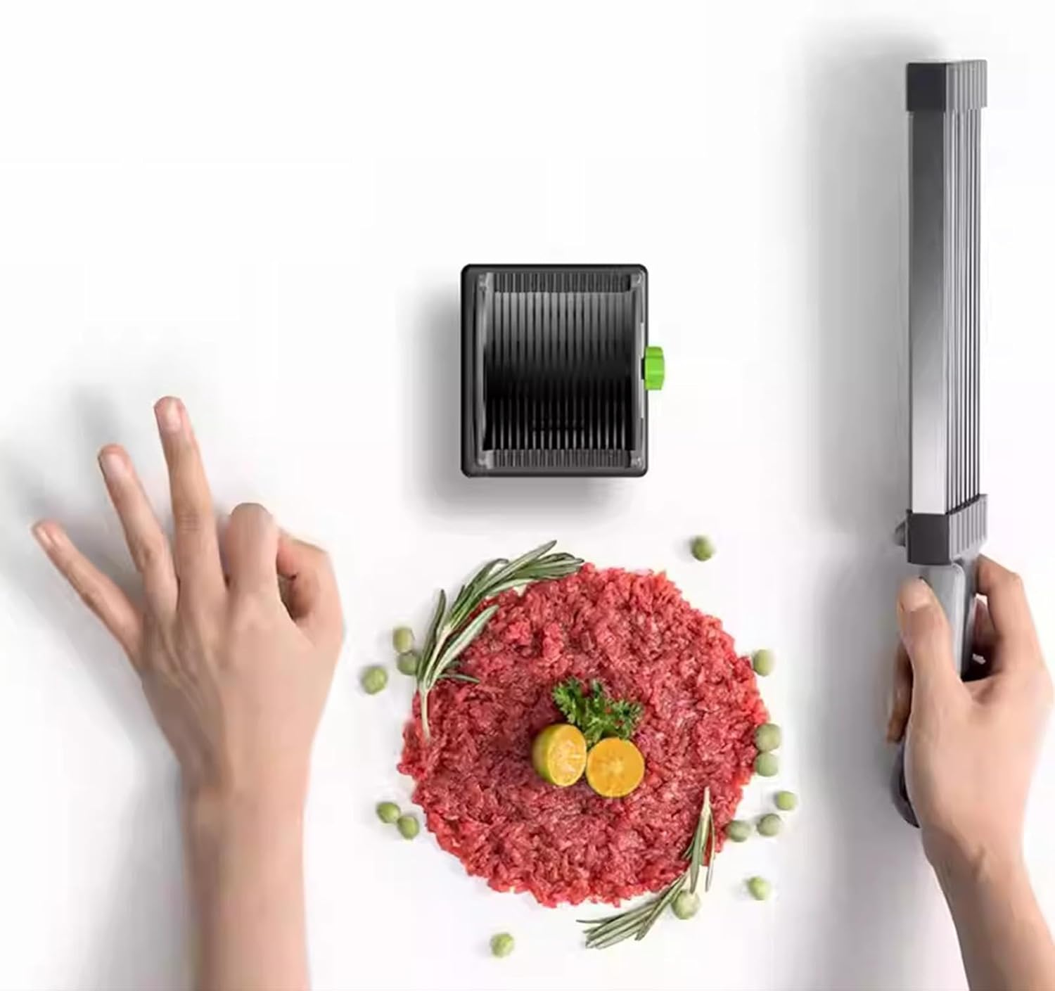 Feliator Profesional pentru Carne cu Lame Multiple din Inox Alimentar si Grosime Ajustabila (2-4mm) – Ideal pentru Tartar, Fasii, Felii si Cuburi de Carne