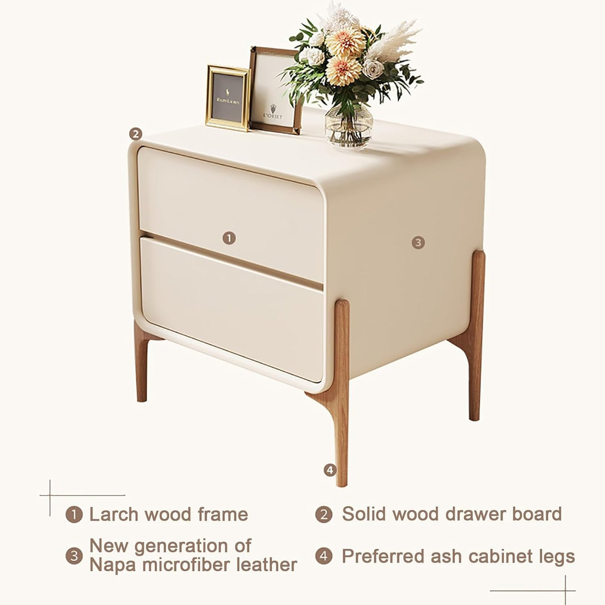 RESIGILAT - Noptiera moderna cu linii rotunjite si 2 sertare, 50x40x50cm