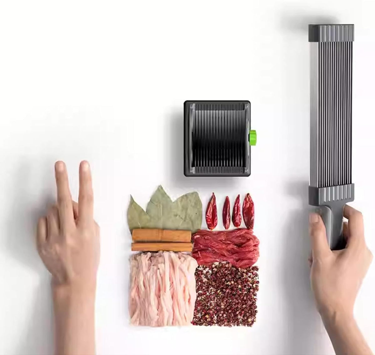 Feliator Profesional pentru Carne cu Lame Multiple din Inox Alimentar si Grosime Ajustabila (2-4mm) – Ideal pentru Tartar, Fasii, Felii si Cuburi de Carne