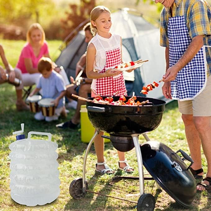 Bidon pliabil pentru camping, transparent, 10L, cu functie de evacuare a apei, portabil