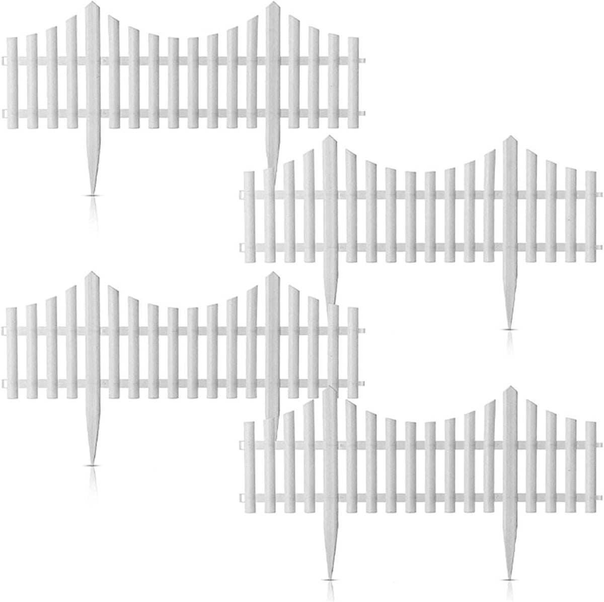 Set 6 bucati gard decorativ  din plastic pentru gradina, 60.5 x 32.5 cm, alb