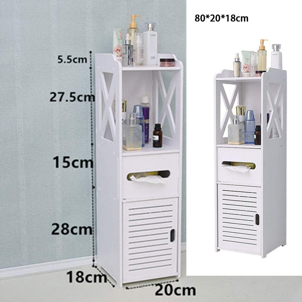 Dulap vertical pentru baie, 80 x 20 x 18 cm, Alb