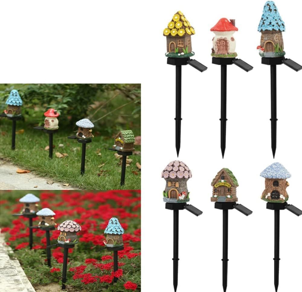 Lampa decorativa de gradina cu încarcare solara, model casuta din povesti