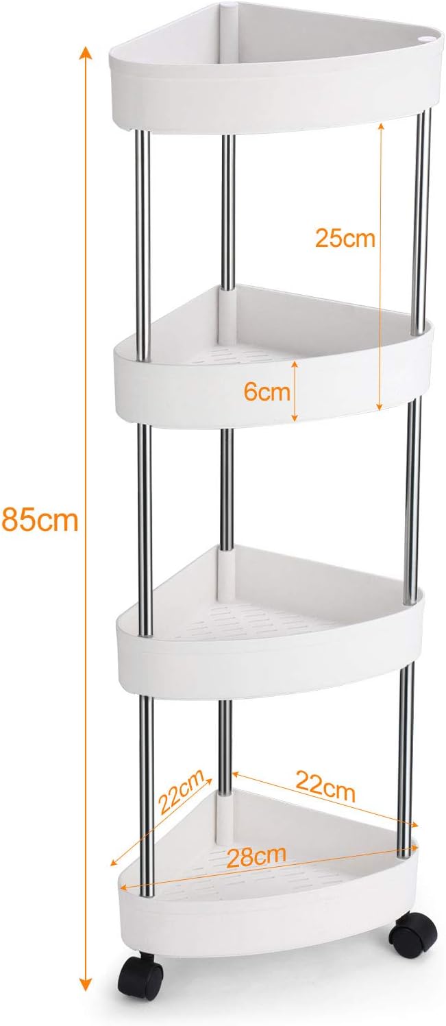 Etajera cu 4 rafturi pentru colt, coltar pentru living, baie, bucatarie 28 x 22 x 85cm