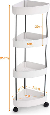 Etajera cu 4 rafturi pentru colt, coltar pentru living, baie, bucatarie 28 x 22 x 85cm - imagine 4