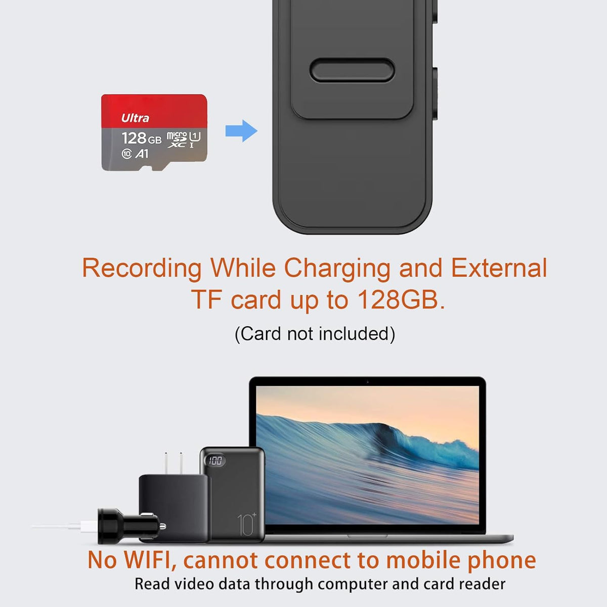 Camera video portabila 1080P,Wireless, Inregistrare Audio-Video, Night Vision, rotire 90°, negru