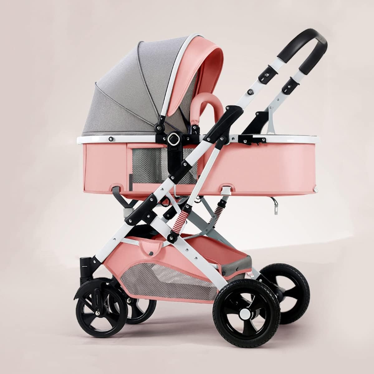 Carucior 2 in 1 pentru copii, pliabil, cu suspensii, transformabil landou-sport, 0-36 luni, cos pentru accesorii