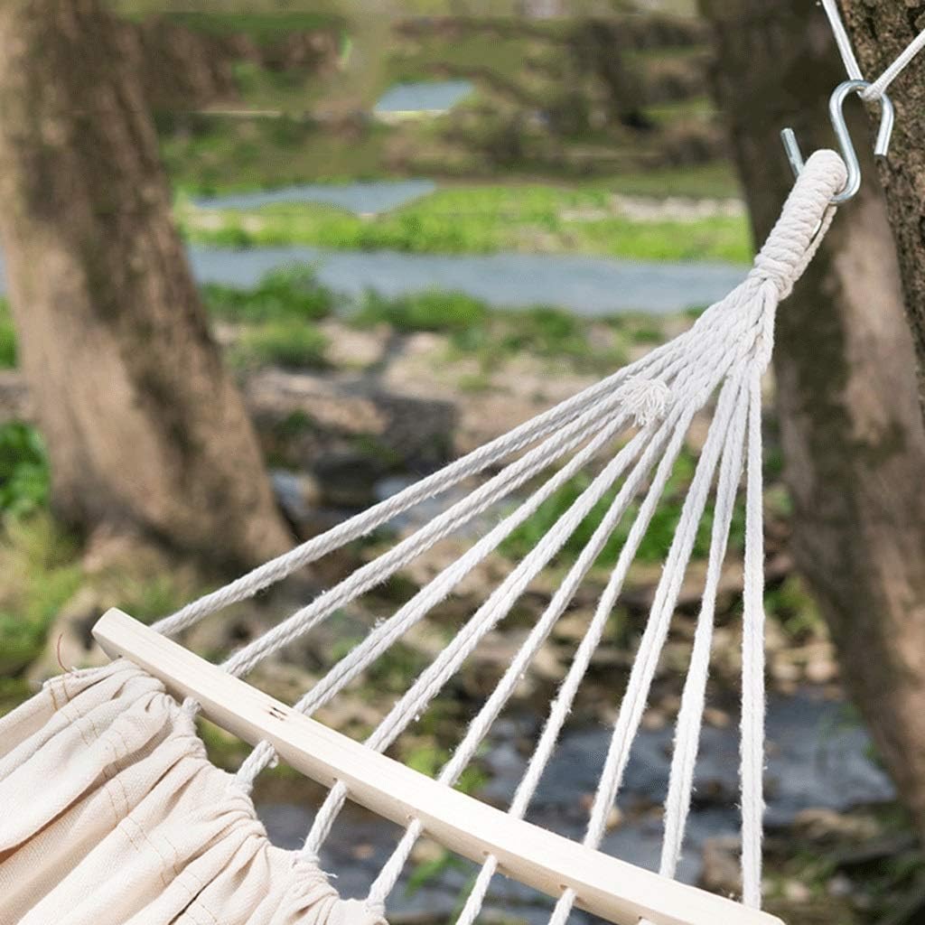 Hamac crem 200x150 cm pentru 1 persoana – cu carlige, franghii si sac de transport