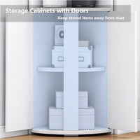 Biblioteca pentru colt cu 4 polite si dulap 2 usi, 180x50x50cm, alb - imagine 6