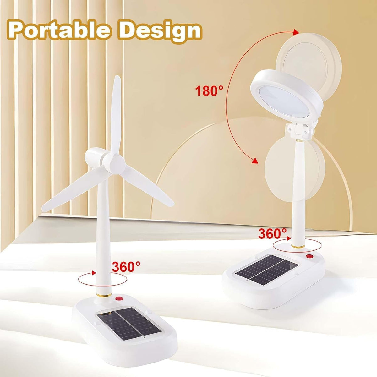 Lampa ventilator 2-în-1 cu panou solar și USB