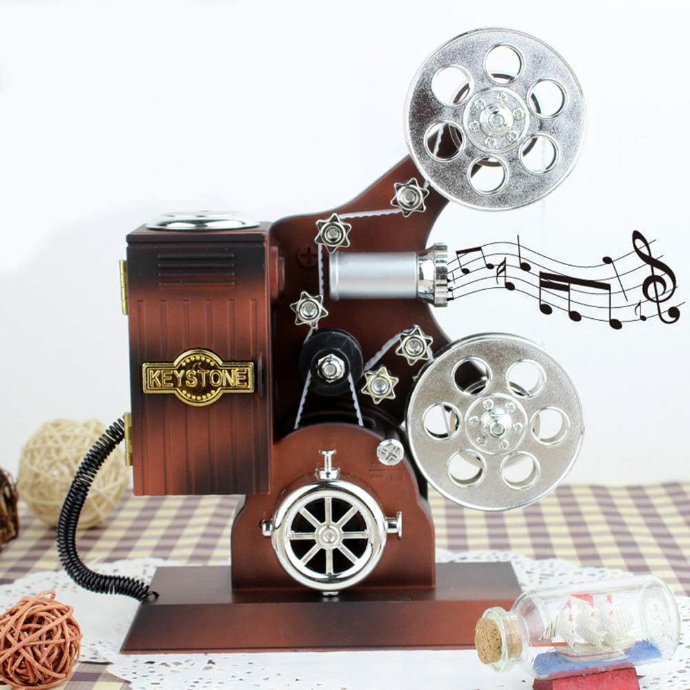 Cutie muzicala retro tip proiector de film, 20x6x16 plastic, maro