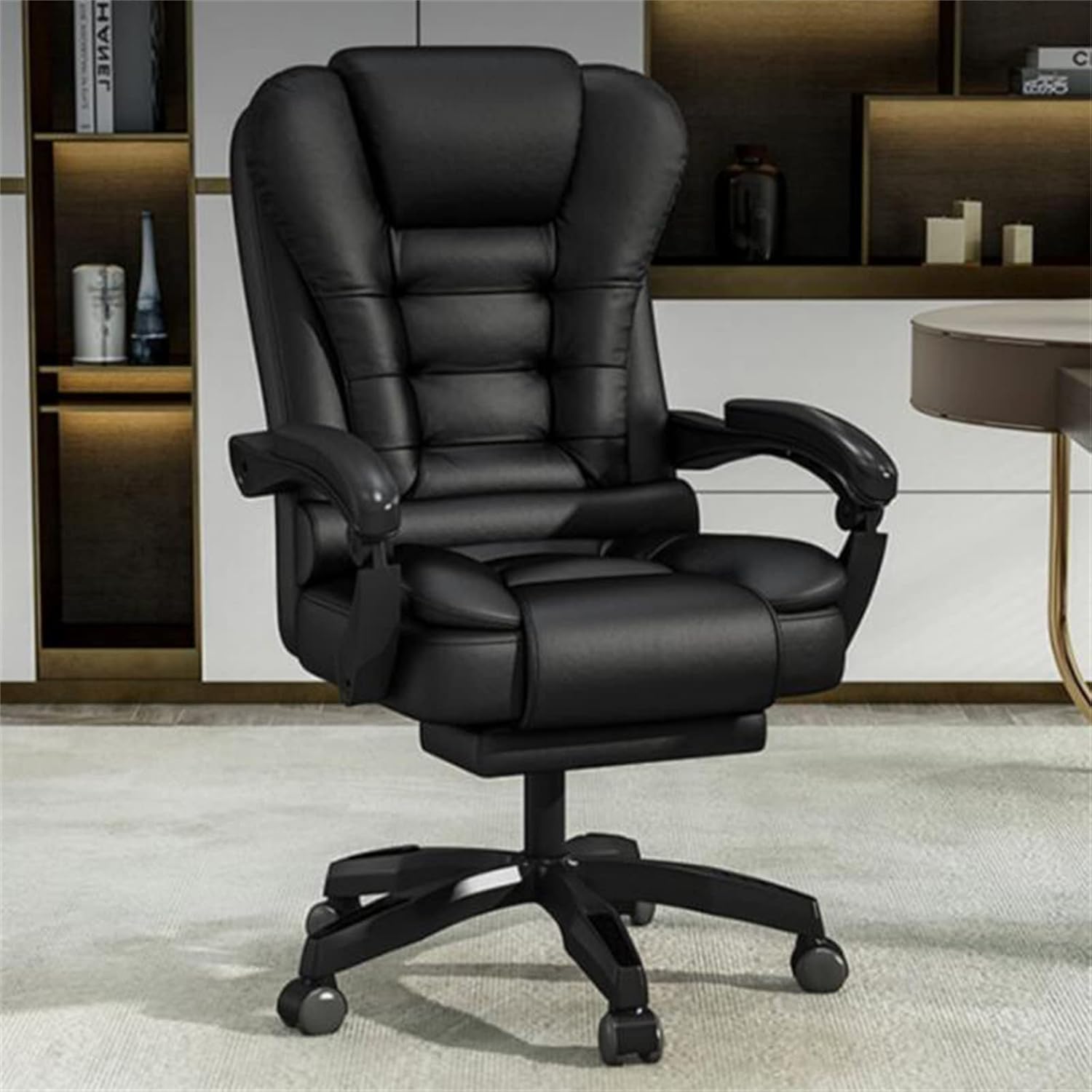 Scaun de Birou Ergonomic Directorial, Piele Ecologică, Recliner și Suport pentru Picioare