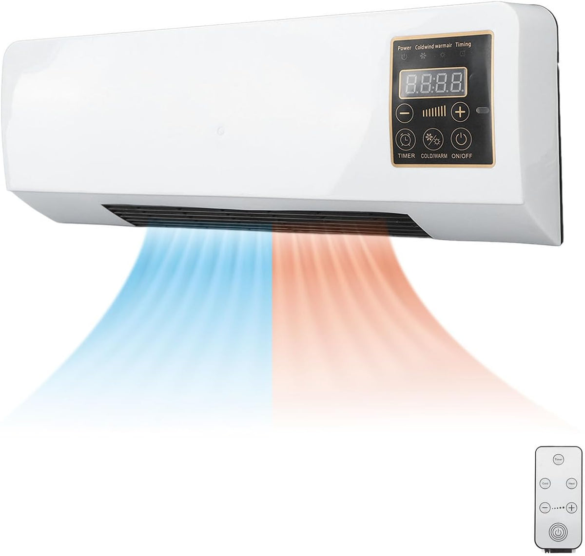 Mini aer conditionat cu ventilator, 2 in 1, 55 cm, Rece/Cald, 16 - 40 grade, 1800W, cu telecomanda, Alb