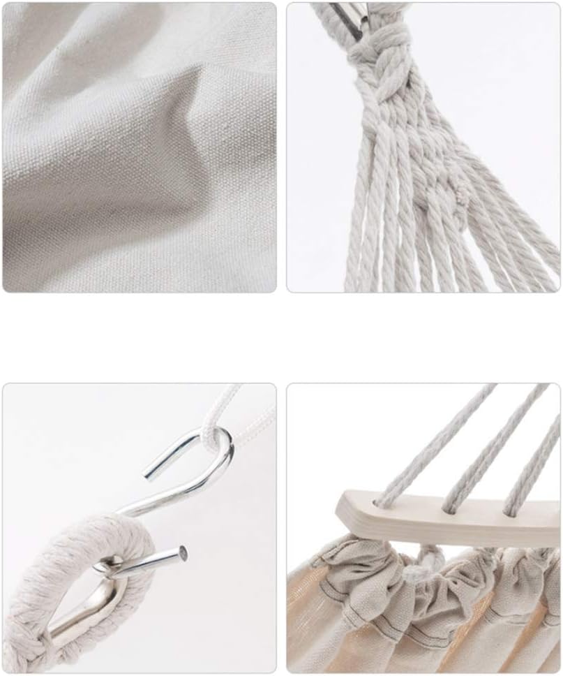 Hamac crem 200x150 cm pentru 1 persoana – cu carlige, franghii si sac de transport