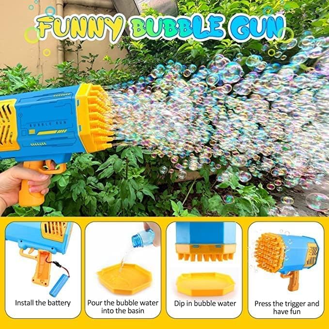 Pistol electric pentru baloane de sapun, 69 orificii, incarcare USB