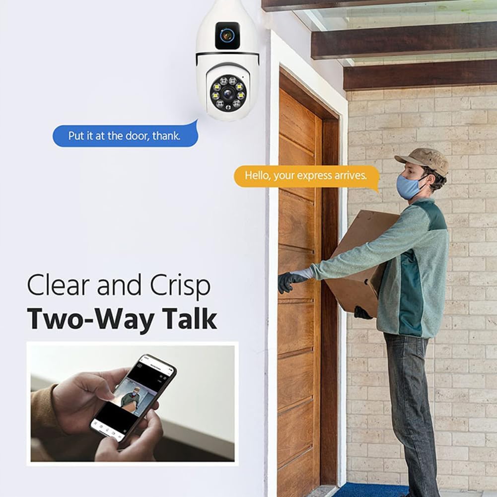Camera de supraveghere dubla tip bec E27 cu audio bidirecțional și viziune de noapte color