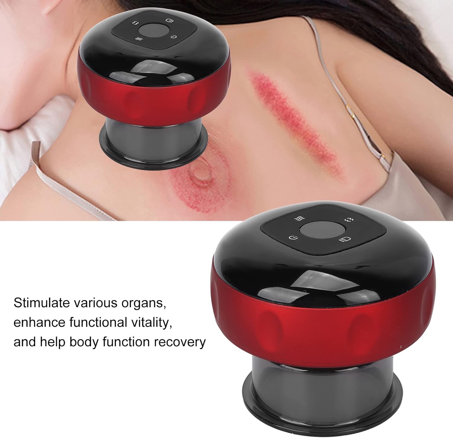 Aparat Masaj Vacuum Electric, cu afisaj electronic, imbunatateste circulatia sanguina, 12 niveluri Lumina Rosie si Presiune Negativa