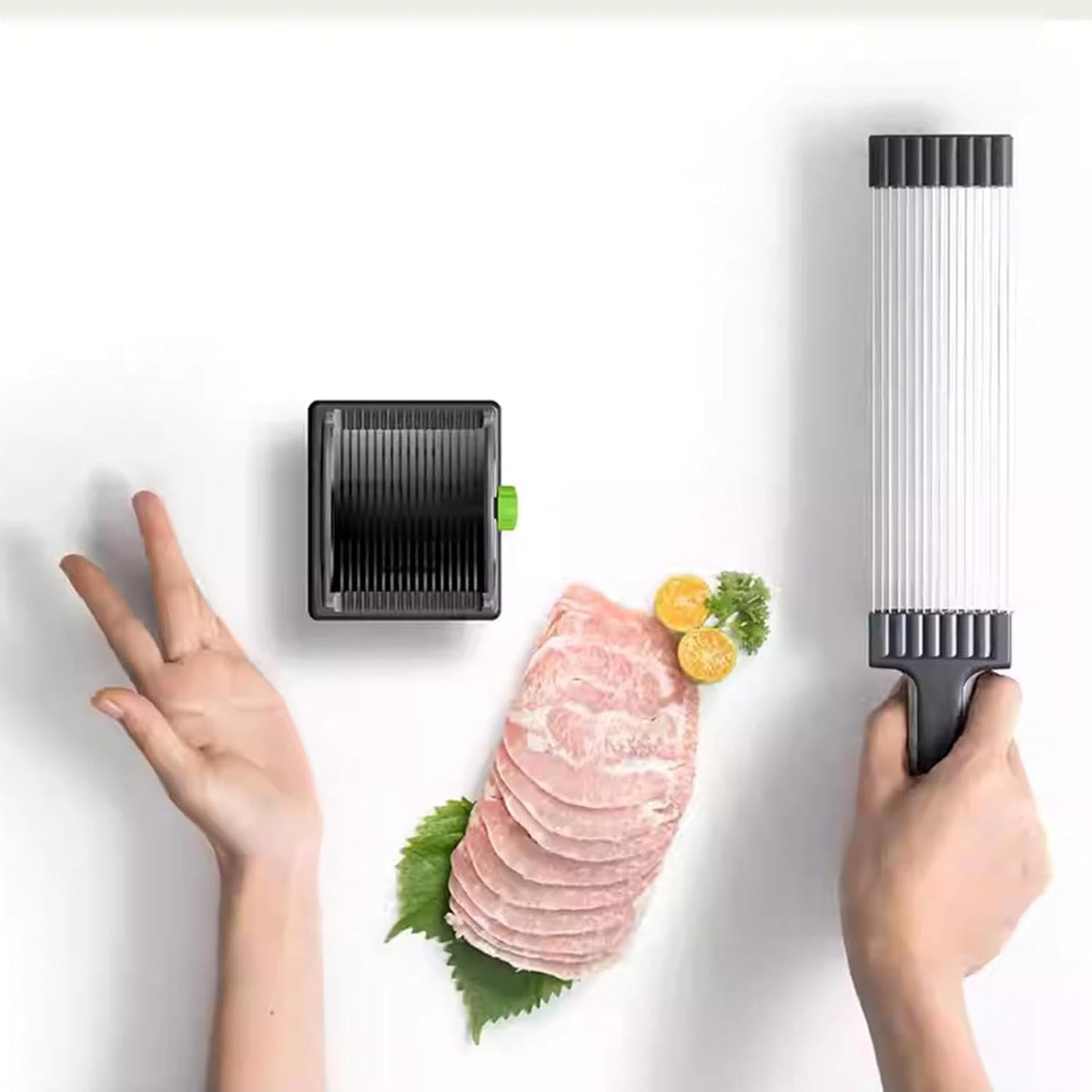 Feliator Profesional pentru Carne cu Lame Multiple din Inox Alimentar si Grosime Ajustabila (2-4mm) – Ideal pentru Tartar, Fasii, Felii si Cuburi de Carne