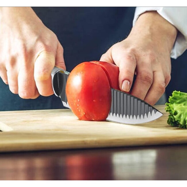 Set cuțite de bucătărie 6 piese – cuțite negre, foarfecă și curățător - detaliu produs