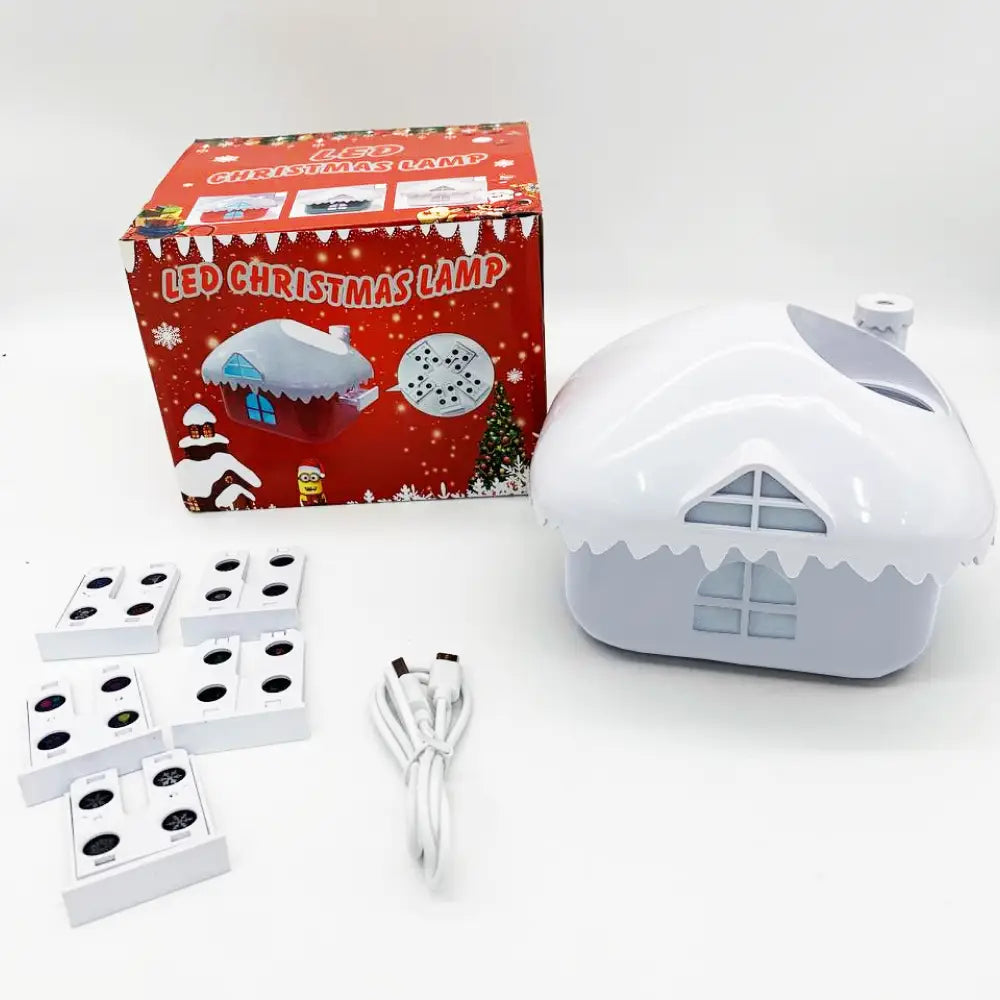 Proiector Craciun tip Casuta cu 5 Diapozitive Interschimbabile, USB