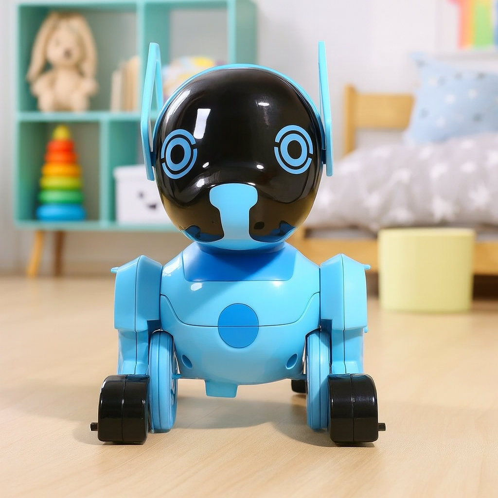 Robot Catelus Smart cu telecomanda ceas, cantece, lumini, rotire 360 de grade