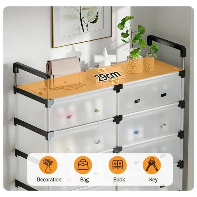 Pantofar Dublu cu 5 Nivele Organizare Incaltaminte Metal Negru - imagine principala