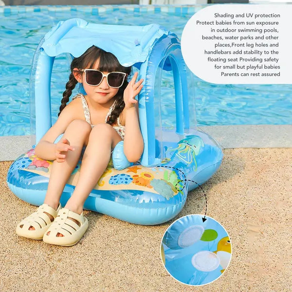 Colac gonflabil pentru copii, cu protectie pentru soare, model masina, Baby Float