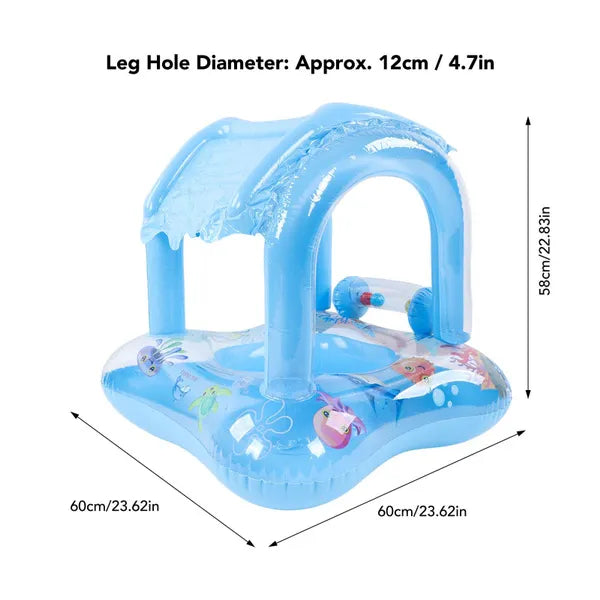 Colac gonflabil pentru copii, cu protectie pentru soare, model masina, Baby Float